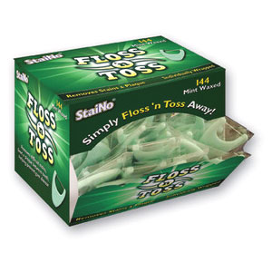 StaiNo Floss n Toss Mint Waxed Flossers - 144ct